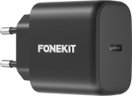 FoneKit GaN PD 65W AC-oplader, USB-C, sort