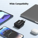 FoneKit GaN PD 65W AC-oplader, USB-C, sort