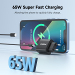 FoneKit GaN PD 65W AC-oplader, USB-C, sort