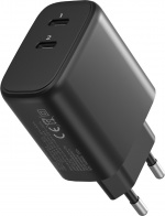 FoneKit GaN PD 65W AC-oplader, USB-C + USB-C, sort