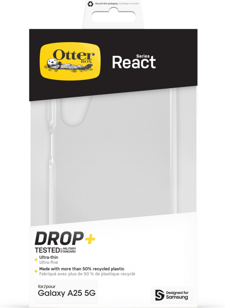 Otterbox React beskyttelsesetui, klar, Samsung Galaxy A25 5G