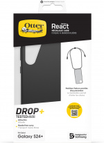 Otterbox React Necklace beskyttelsesetui med rem, sort, Samsung Galaxy S24+