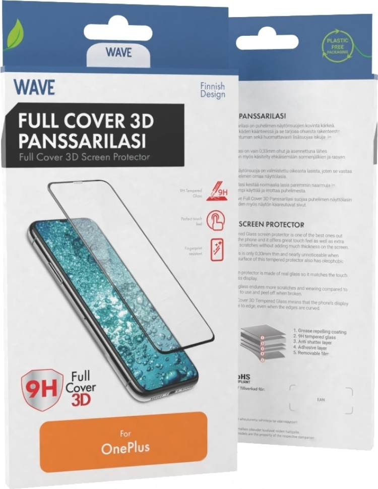 Wave Full Cover 3D panserglas, OnePlus 12R, sort ramme