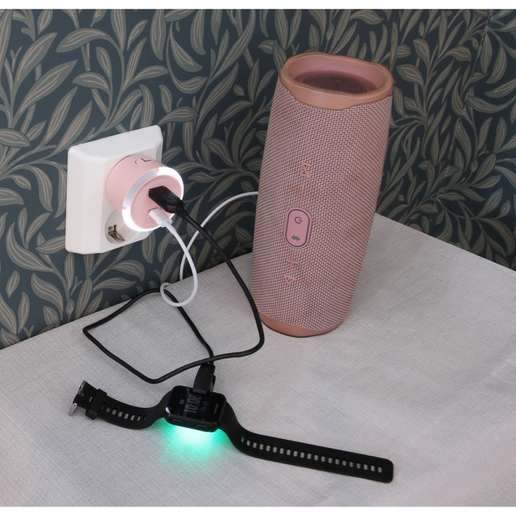 CAPiDi Sikkerhedstimer USB A+C 1-4 3,4A Lyserød CAPiDi Sikkerhedstimer USB A+C 1-4 3,4A Lyserød