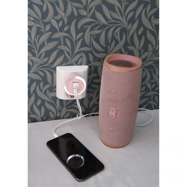 CAPiDi Sikkerhedstimer USB A+C 1-4 3,4A Lyserød CAPiDi Sikkerhedstimer USB A+C 1-4 3,4A Lyserød