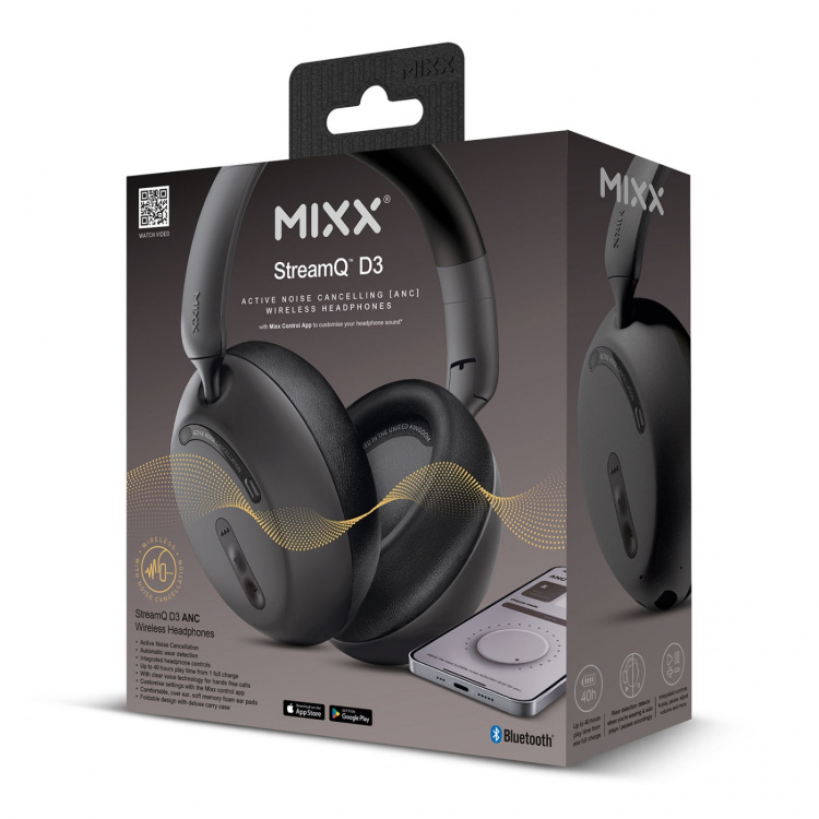 MIXX Høretelefoner StreamQ D3 ANC Over-Ear Trådløs Sort