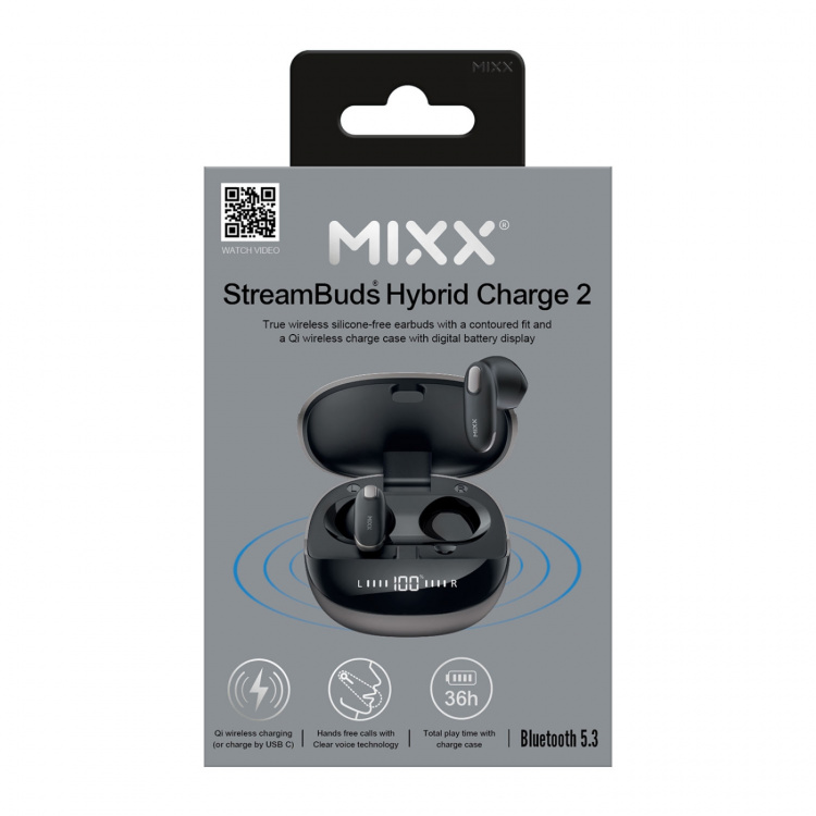 MIXX Høretelefoner Hybrid Charge 2 In-Ear Tws Qi Trådløs Sort