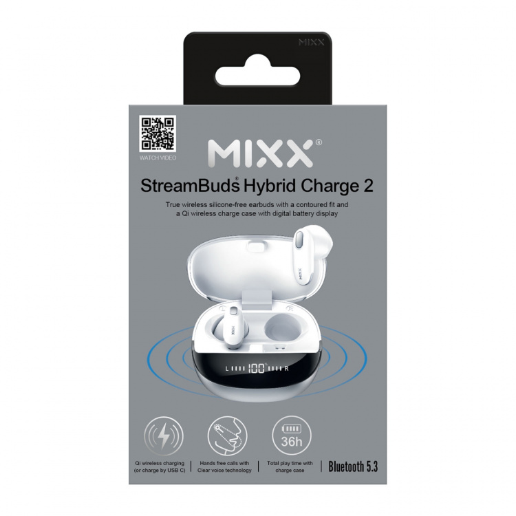 MIXX Høretelefoner Hybrid Charge 2 In-Ear Tws Qi Trådløs Hvid
