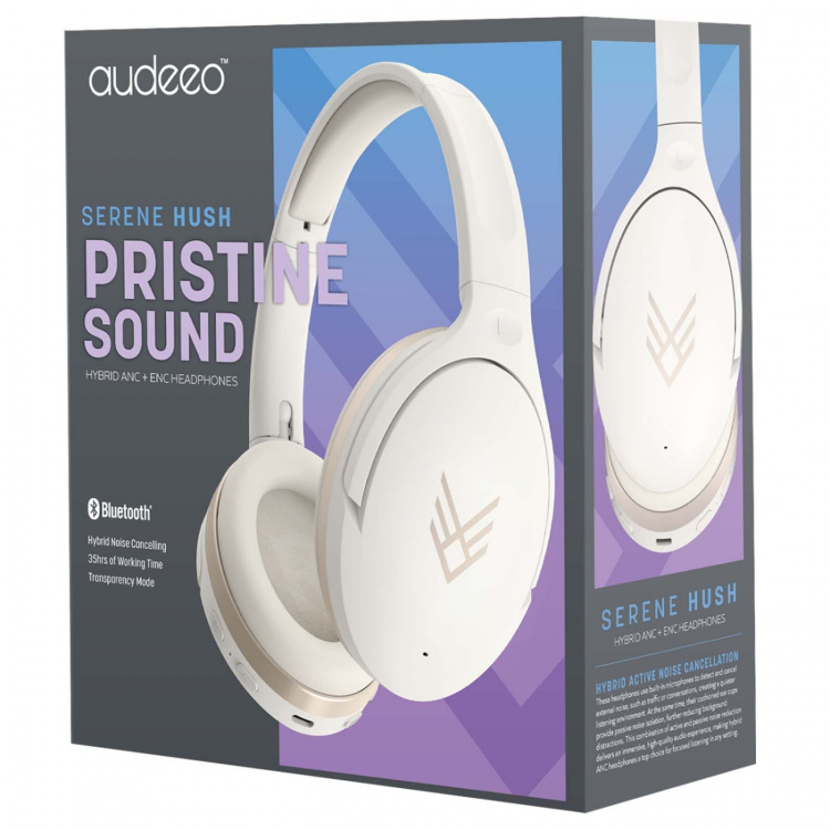 Audeeo Serenehush Hybrid ANC + ENC Headphones White