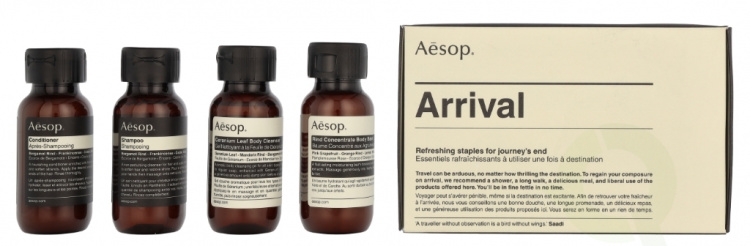 AESOP Arrival Travel Kit 200 ml Shampoo 50ml/Conditioner 50ml/Body Cleanser 50ml/Body Balm 50ml