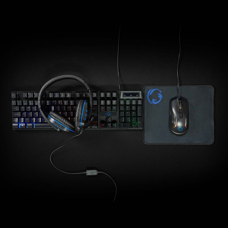 Nedis Gaming Combo Kit | 5-i-1 | Tastatur, Headset, Mus og musemåtte | Sort | QWERTY | ND layout