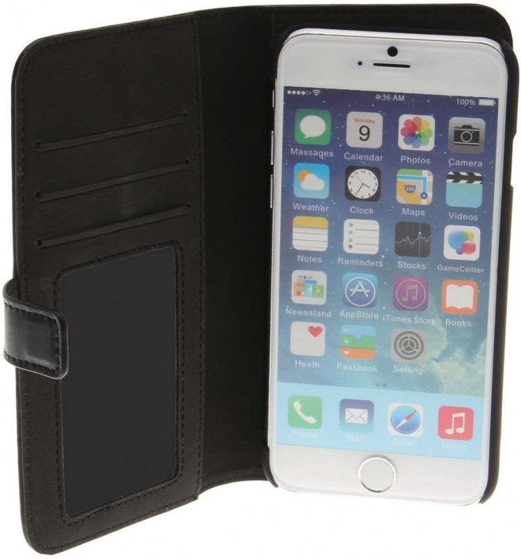 Insmat Flip Case Wallet Case til iPhone 6 / 6s / 7 / 8 / SE, sort