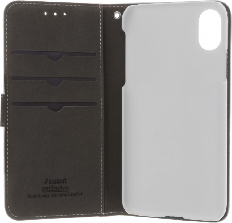 Insmat Exclusive Flip Case pungetui, iPhone X / Xs, hvid
