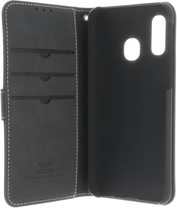 Insmat Eksklusivt Flip Case pungetui, Samsung Galaxy A40, sort