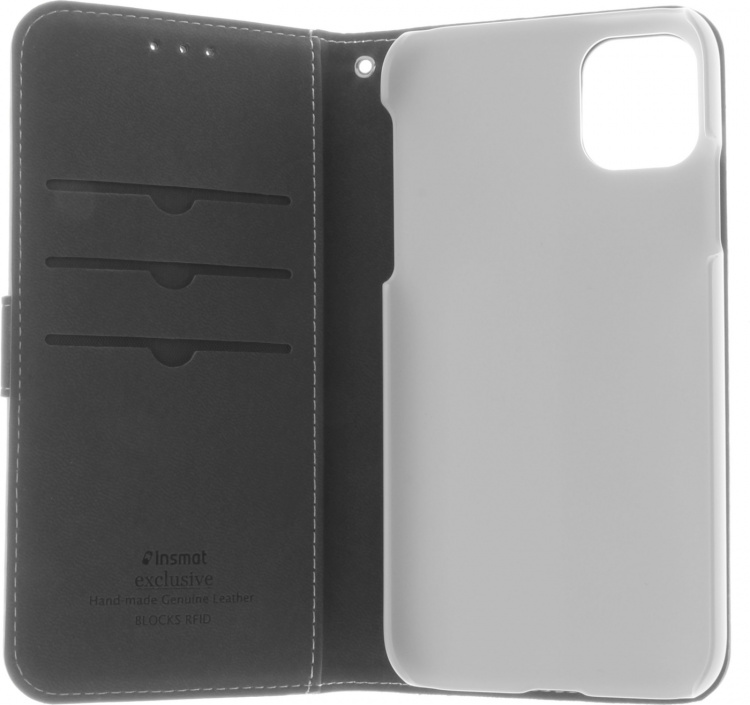 Insmat Exclusive Flip Case Pungetui, iPhone 11, hvid