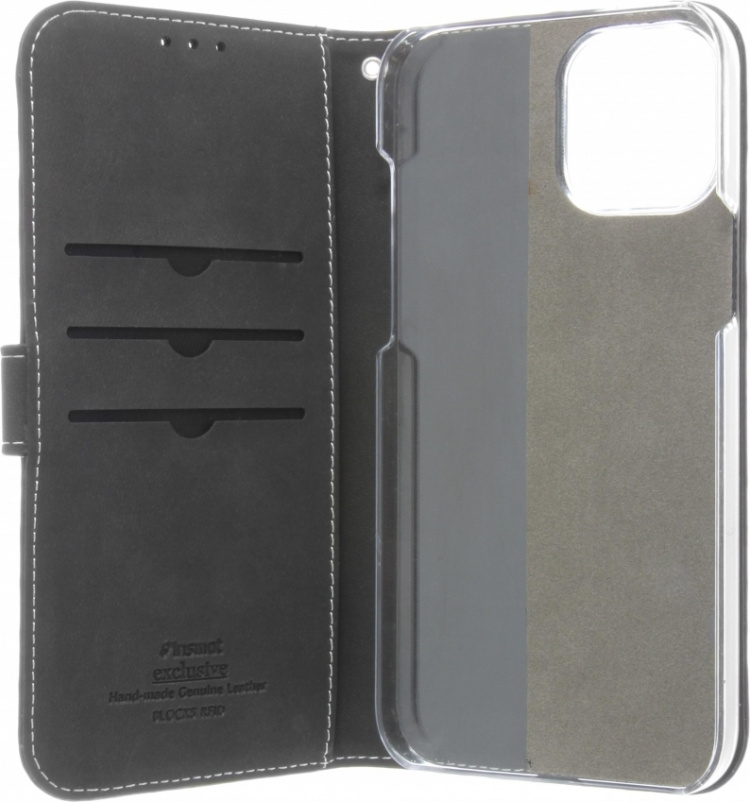 Insmat Exclusive Flip Case pungetui, iPhone 12 Pro Max, sort