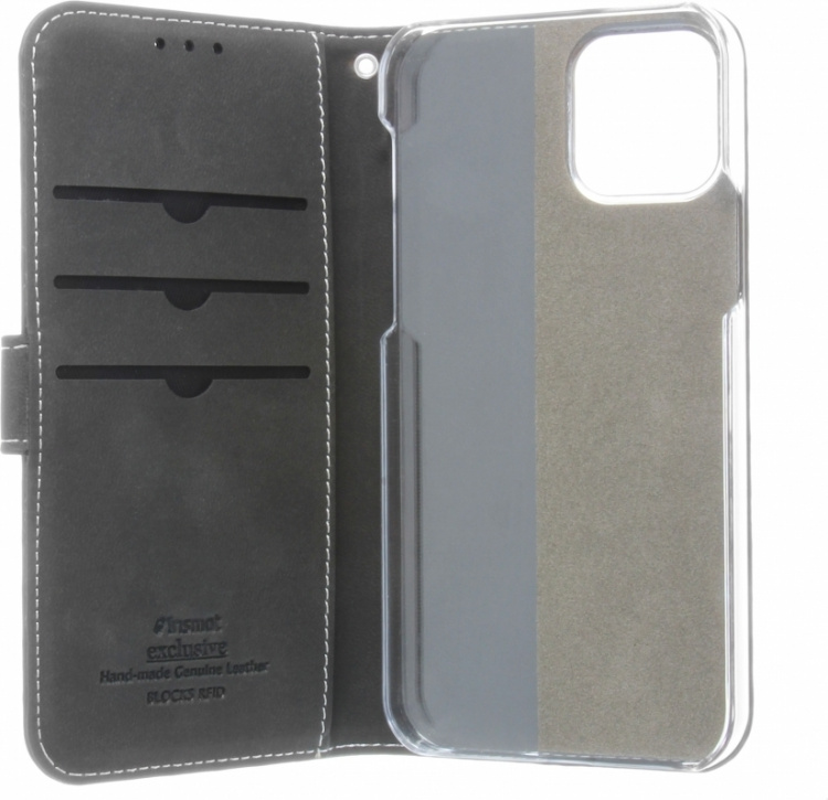 Insmat Exclusive Flip Case pungetui, iPhone 12 / 12 Pro, sort