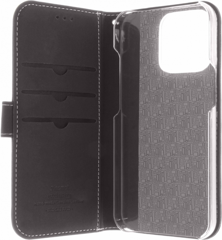 Insmat Exclusive Flip Case Pungetui, iPhone 13 Pro, sort