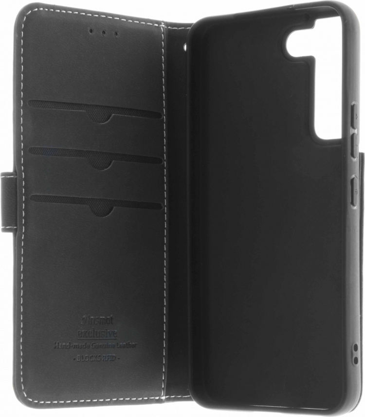 Insmat Eksklusivt Flip Case pungetui, Samsung Galaxy S22 5G, sort