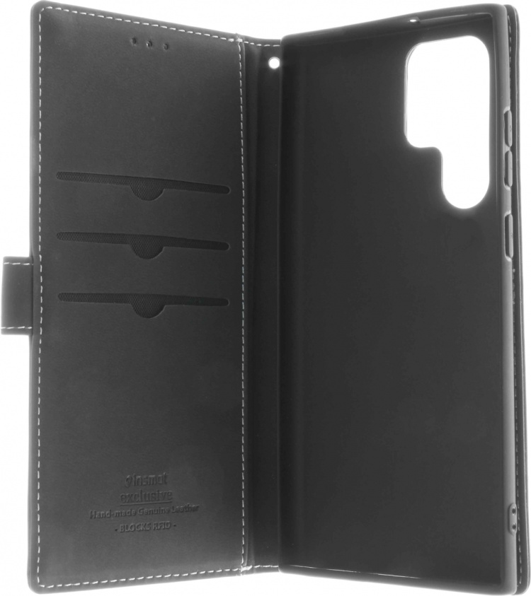 Insmat Exclusive Flip Case pungetui, Samsung Galaxy S22 Ultra 5G, sort