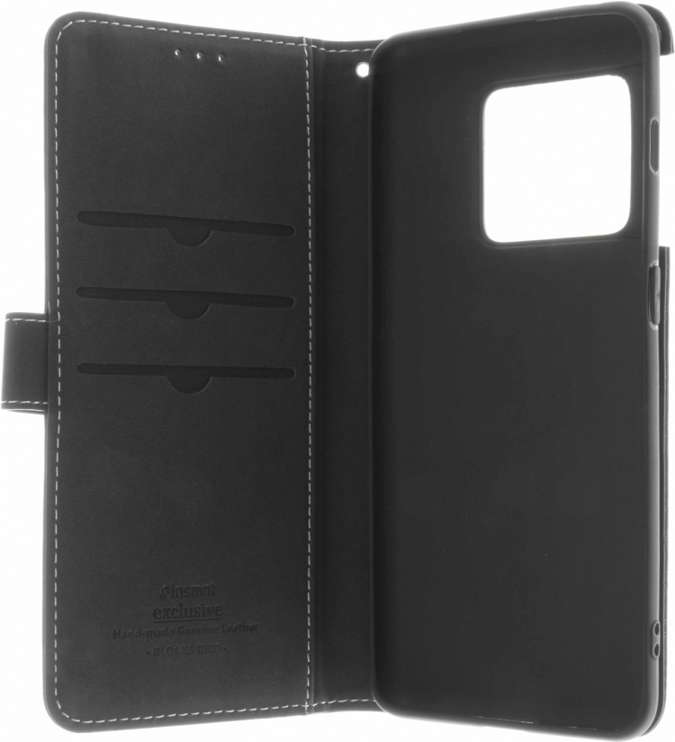 Insmat Eksklusivt Flip Case pungetui, OnePlus 10 Pro, sort