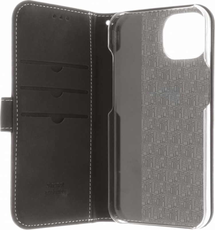 Insmat Exclusive Flip Case pungetui, iPhone 14 Pro, sort