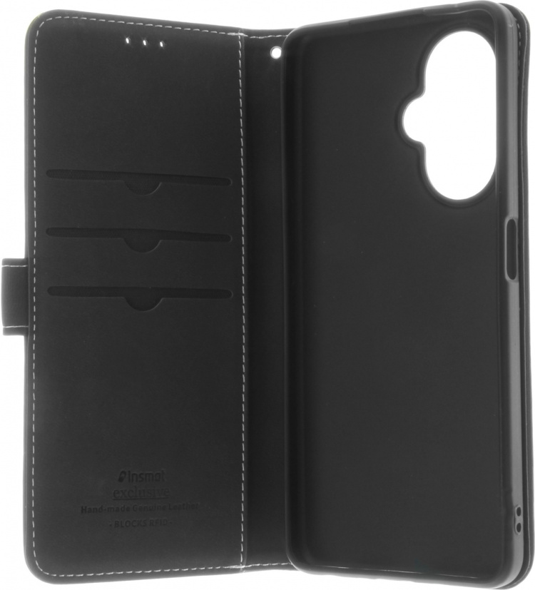 Insmat Eksklusivt Flip Case pungetui, OnePlus Nord CE 3 Lite, sort
