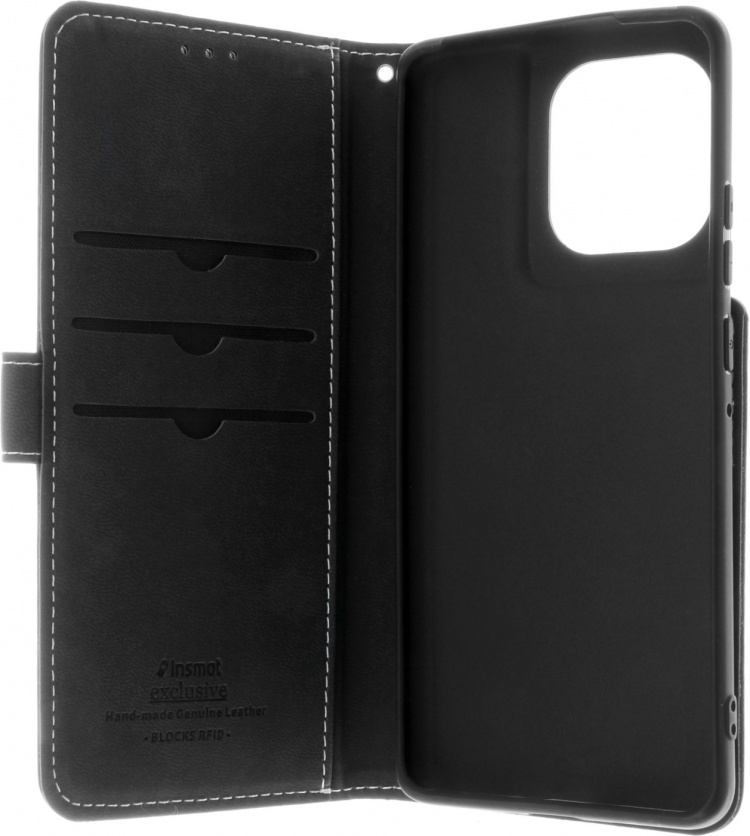 Insmat Eksklusivt Flip Case-pungetui, Motorola Edge 50 Pro, sort