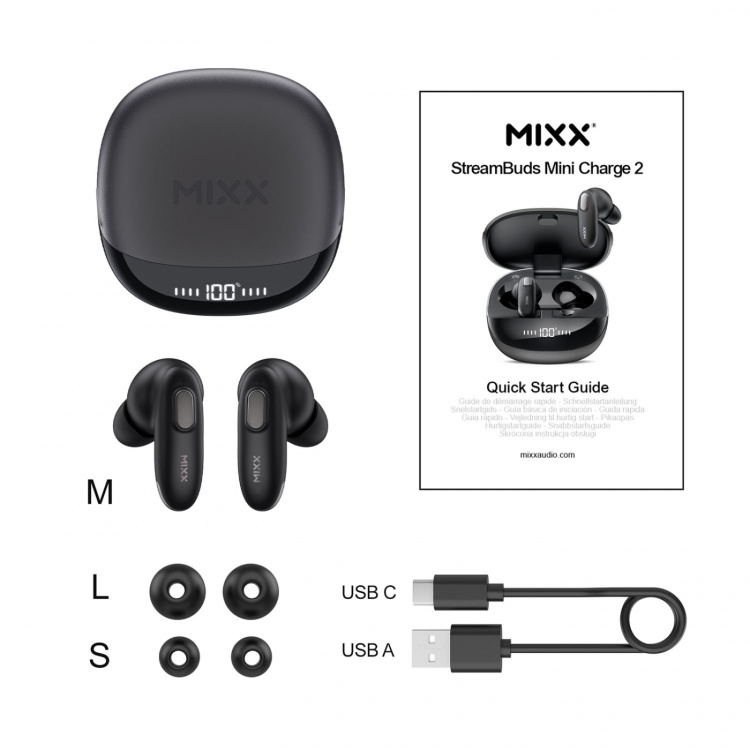 MIXX Høretelefoner Mini Charge 2 In-Ear Tws Qi Sort MIXX Høretelefoner Mini Charge 2 In-Ear Tws Qi Sort