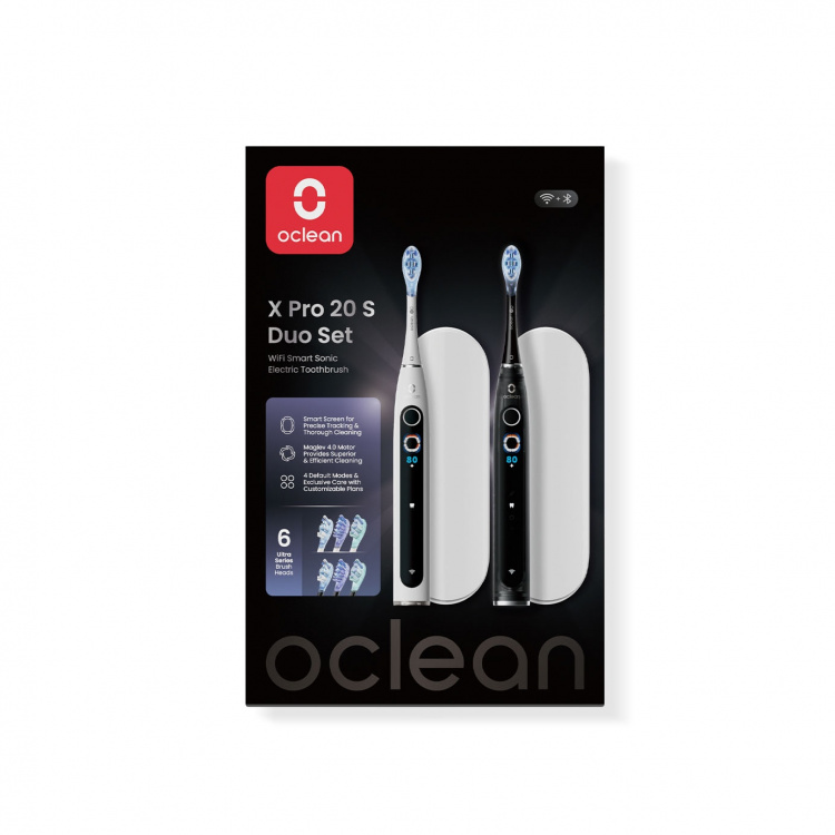 Oclean Elektrisk Tandbørste X Pro 20 S Duo Set Hvid+Sort Oclean Elektrisk Tandbørste X Pro 20 S Duo Set Hvid+Sort