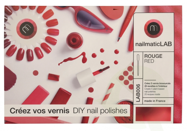 Nailmatic Nail Polish Set 52.5 ml Red - 5x Nail Polish 8ml/5x Pre-Filled Mxing Base/10 Pipettes/5 Labels/1 Booklet With 20 Recipes/5x Mixing Bases 2,5 ml