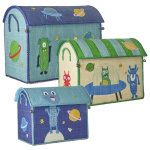 RICE Raffia-legetøjskurve med monstre som tema - levende - sæt med 3