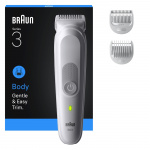 Braun Body Groomer Series 3, +3 plejeredskaber, BG3530 - Gentle Grey