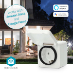 Nedis SmartLife Smart Plug | IP44 | Effektmåler | 3680 W | EU stik | -25 - 55 °C | Android™ / IOS | Grå / Hvid | 1 stk