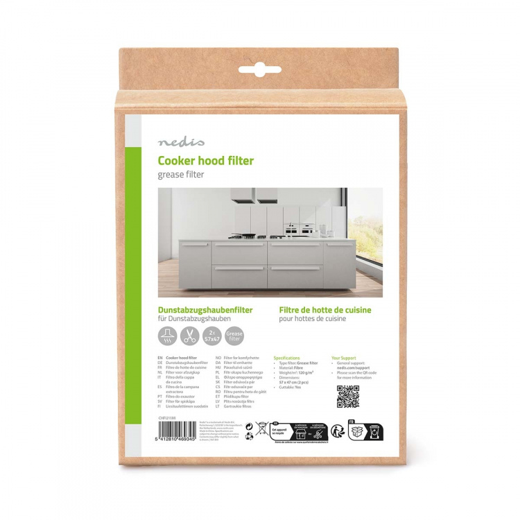 Nedis Emhætte Filter | 57 x 47 cm | Udskiftningsindikator | Skærbar
