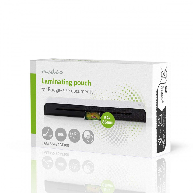 Nedis Lamminerings Film | 54x86mm | Tykkelse: 125 µm | Pakket pr: 100 stk. | PET | Gennemsigtig