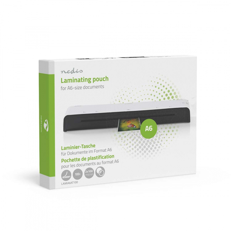 Nedis Lamminerings Film | A6 | Tykkelse: 100 µm | Pakket pr: 100 stk. | PET | Gennemsigtig