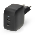 Nedis Vægoplader | 35 W | GaN | PD3.0 | Hurtigopladningsfunktion | 1.75 / 2.33 / 2.92 / 3.0 A | Antal output: 2 | 2x USB-C™ | Automatisk Valgt Spænding | Sort