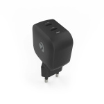Nedis Vægoplader | 35 W | GaN | PD3.0 | Hurtigopladningsfunktion | 1.75 / 2.33 / 2.92 / 3.0 A | Antal output: 2 | 2x USB-C™ | Automatisk Valgt Spænding | Sort