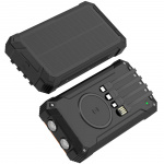 Denver PowerBank 20.000 mAh Solcell 4st kablar + trådlös laddning Svart