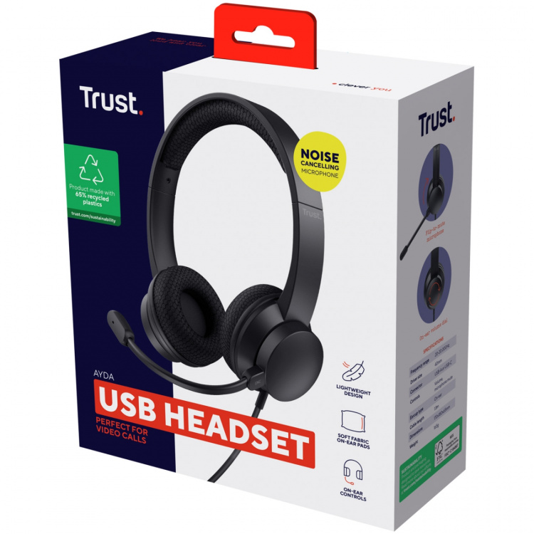 Trust Ayda PC-headset ENC USB Svart