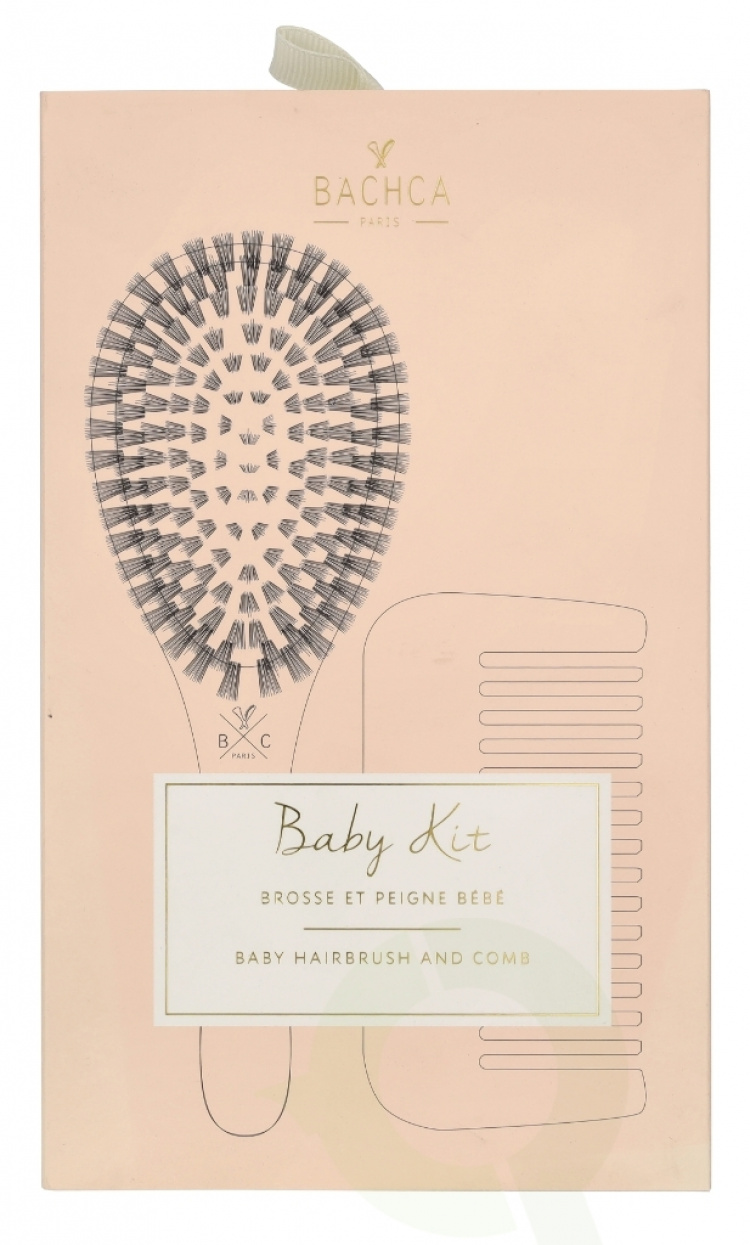 Bachca Paris Baby Pink Brush Set 2 piece Small Brush/Wood Comb