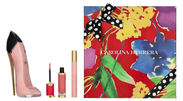Carolina Herrera Good Girl Blush Giftset 95 ml Edp Spray 80ml/Liquid Blusher Lip & Cheek 5ml/Travel Spray Edp 10ml