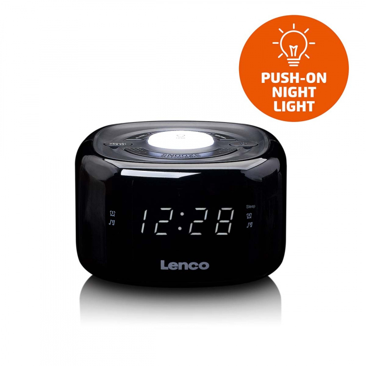 Lenco FM Clock Radio med natlys Sort