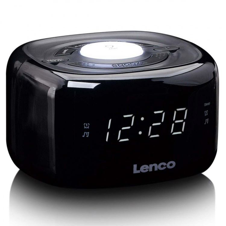 Lenco FM Clock Radio med natlys Sort