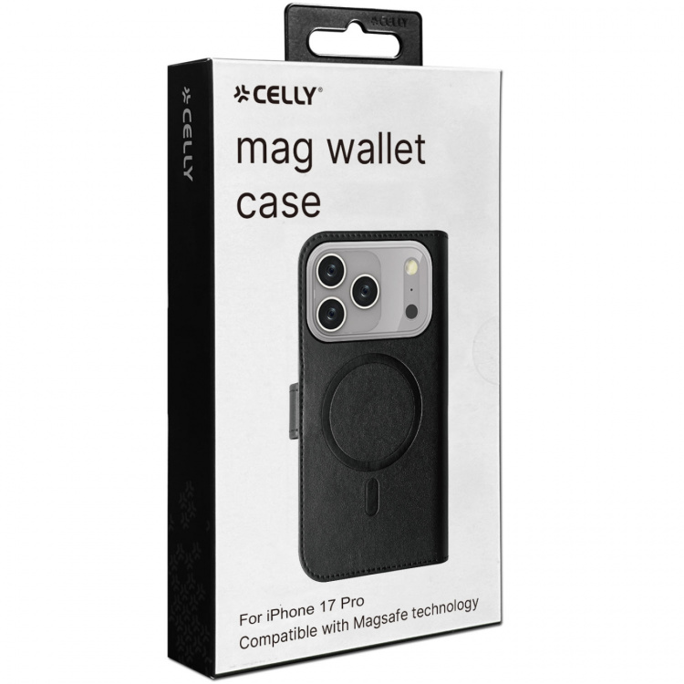 Celly Wallet Case MagSafe-kompatibel iPhone 17 Pro Svart