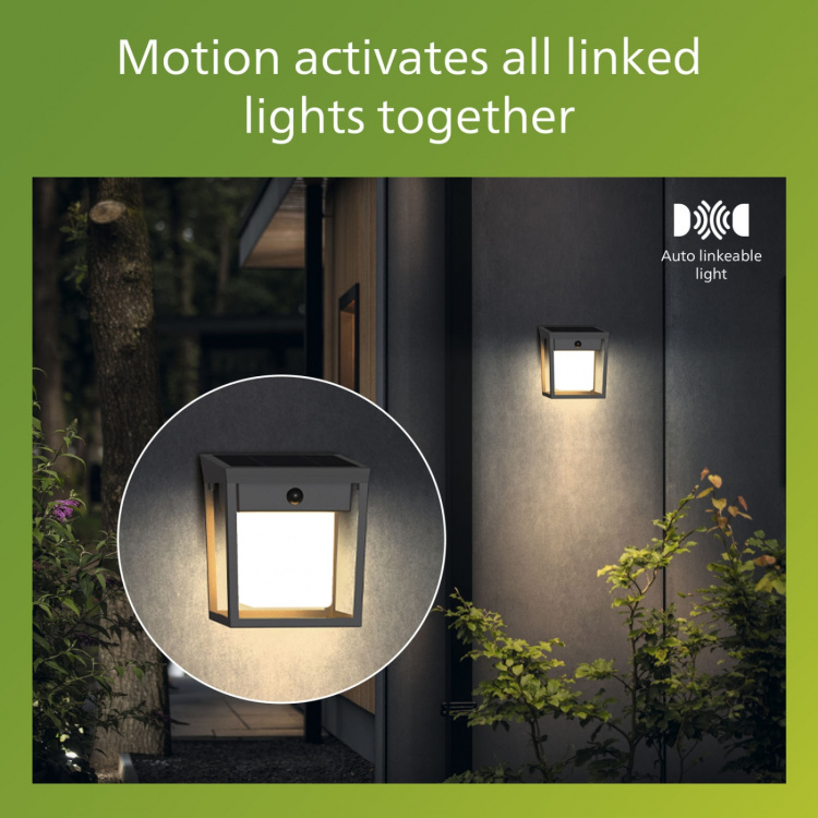 Philips Blaise Vägglampa Solcell LED 250/20lm Svart Philips Blaise Vägglampa Solcell LED 250/20lm Svart