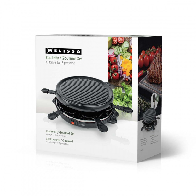 MELISSA Raclette / Gourmetsæt | 6 personer | 800 W | Ø 29 cm | Non-stick belægning