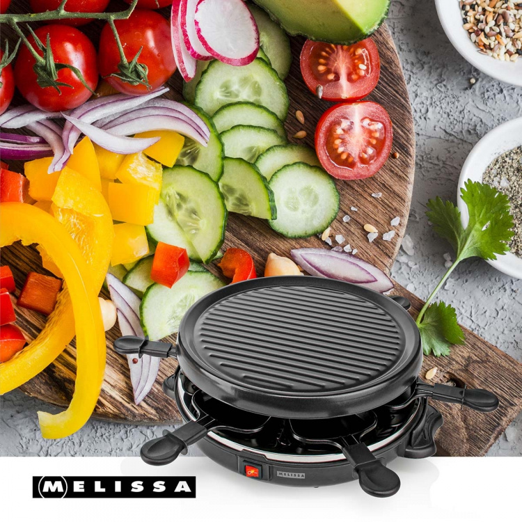 MELISSA Raclette / Gourmetsæt | 6 personer | 800 W | Ø 29 cm | Non-stick belægning