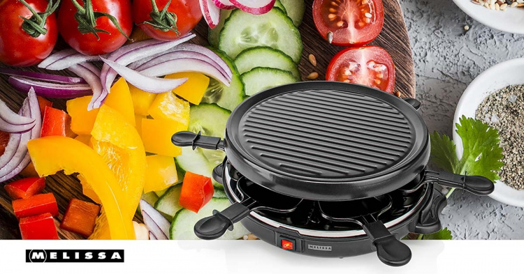 MELISSA Raclette / Gourmetsæt | 6 personer | 800 W | Ø 29 cm | Non-stick belægning